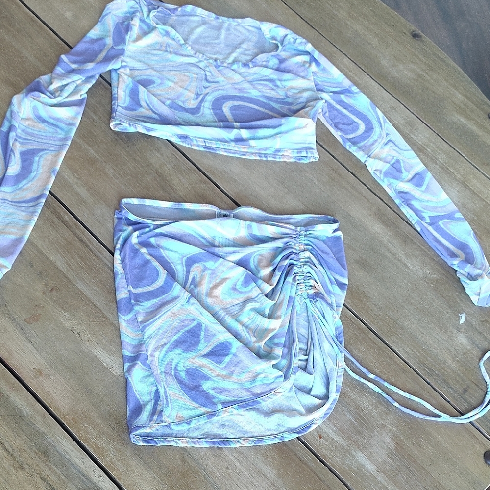 Forever 21 Blue and Purple Swirl Dress Set